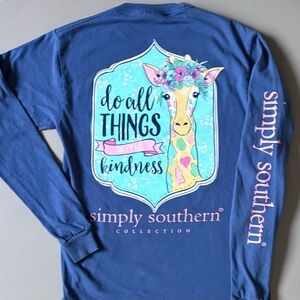 SIMPLY SOUTHERN Giraffe Do All Things With Kindness Long Sleeve Graphic Tee
